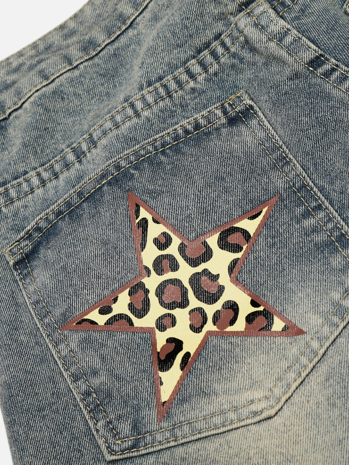 Aelfric Eden Leopard Star Panel Baggy Jeans - Image 3