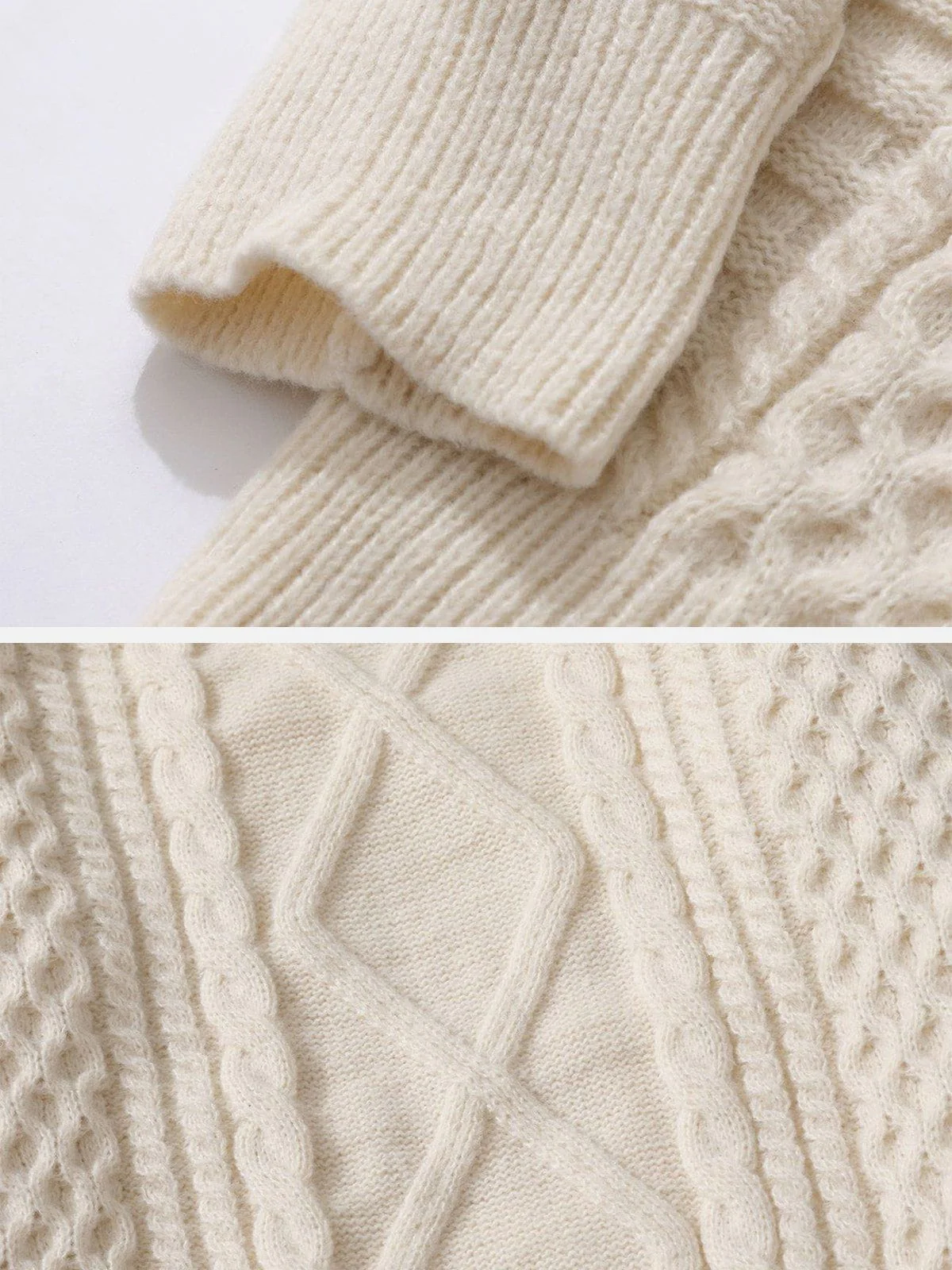 Aelfric Eden Retro 90s Cable Knit Sweater - Image 3